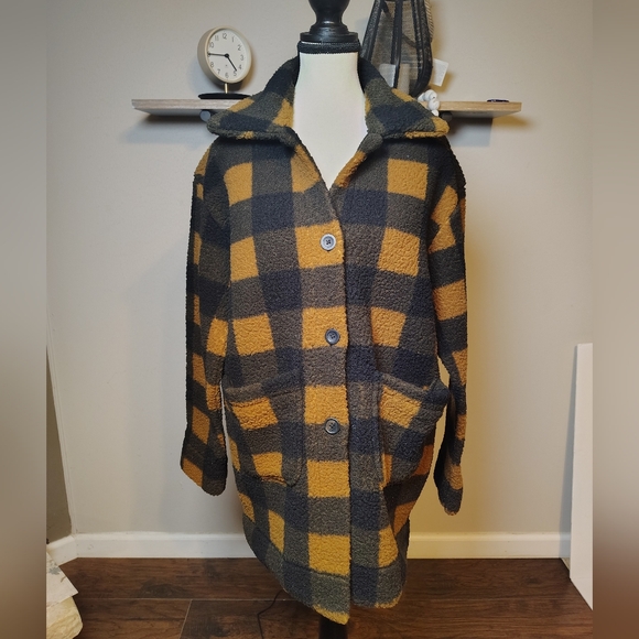 Lee Black and Tan Checkered Teddy Jacket Size Medium - Picture 1 of 5